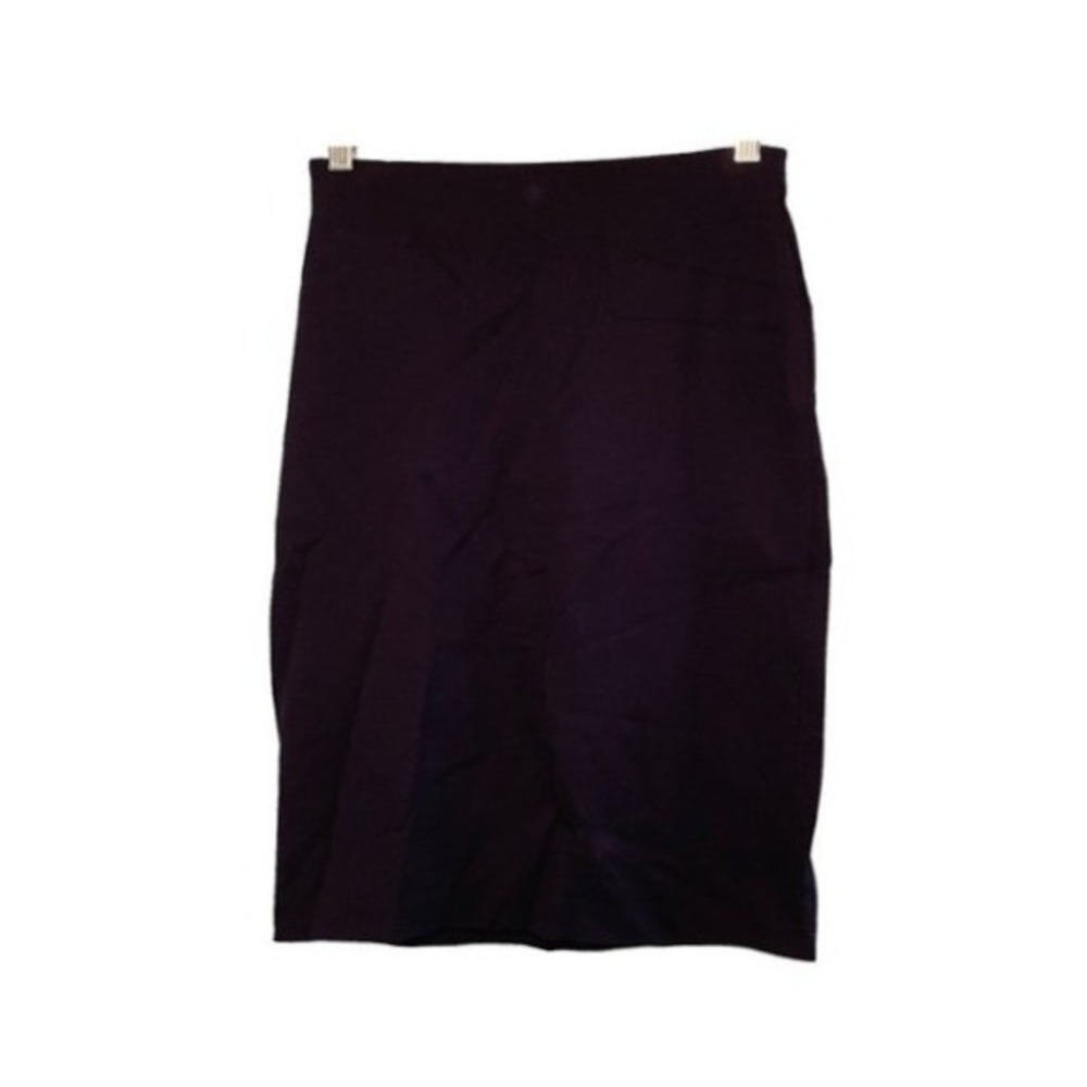 Philosophy Classic Pencil Skirt Navy Blue Stretch Knit Mini Gold Zipper 2